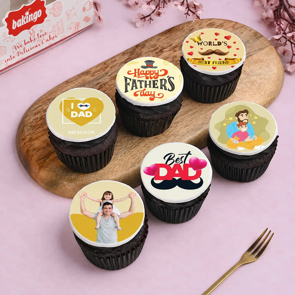 Set of Six Dads Day Cupcakes I Love Dad Personalized Cupcakes