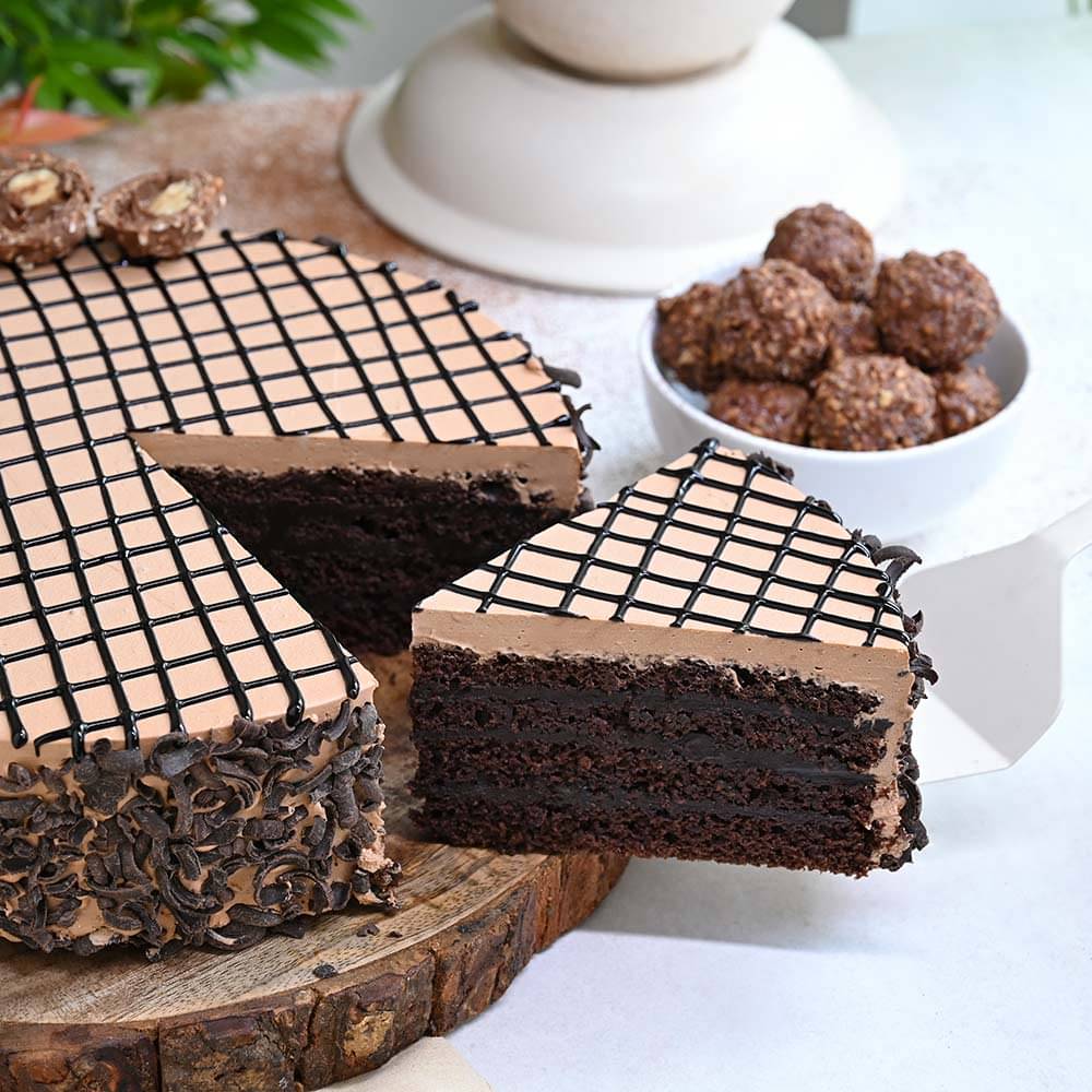Sliced View of Richy Rich Ferrero Rocher Cake