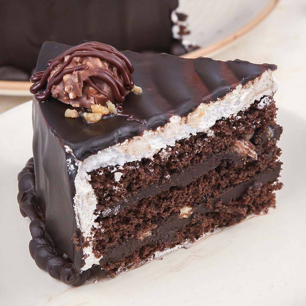 Chocolate Truffle & Ferrero Rocher Cake Sliced View of Ferrero Rocher Choco Cake