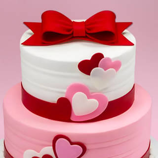 Zoomed-In View of Two Tier Love Cake