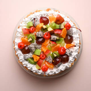 Top View of Fresh Fruit Cake