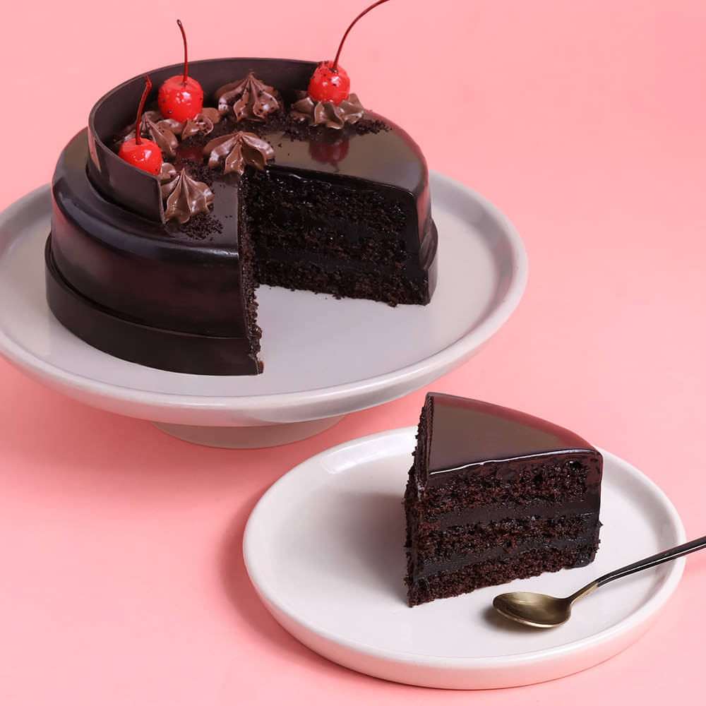 Sliced view of German Gateau - German Black Forest Cake