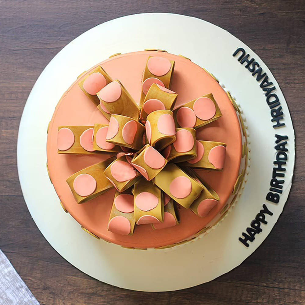 Affection Wrapped - Gift Box Themed Fondant Cake Top View