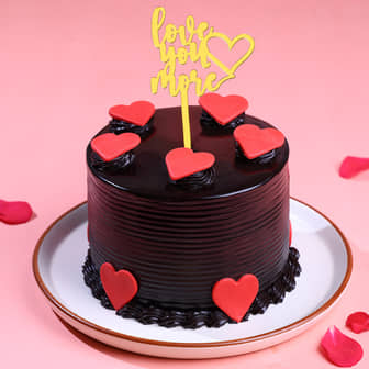 Chocolate Cake With Love More Topper Round Chocolate Cake for Anniversary