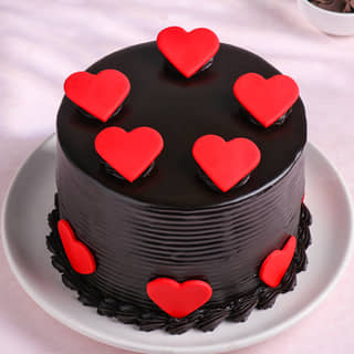Front View of Round Chocolate Cake for Love