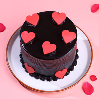 Top View of Round Chocolate Cake for love 