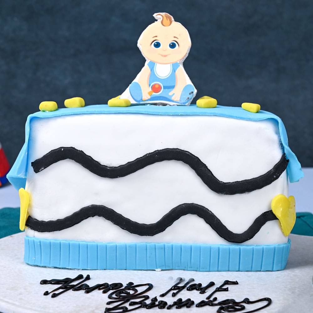 Half Chocolate Birthday Fondant Cake