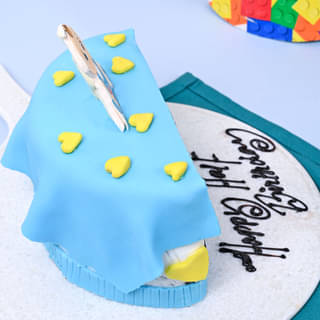 Half Chocolate Birthday Fondant Cake