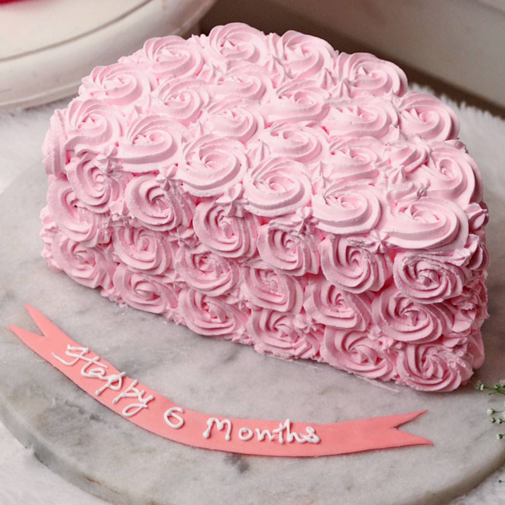 Side View of Strawberry Half Cake