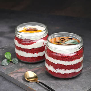 Top View of Diwali Poster Jar Cakes