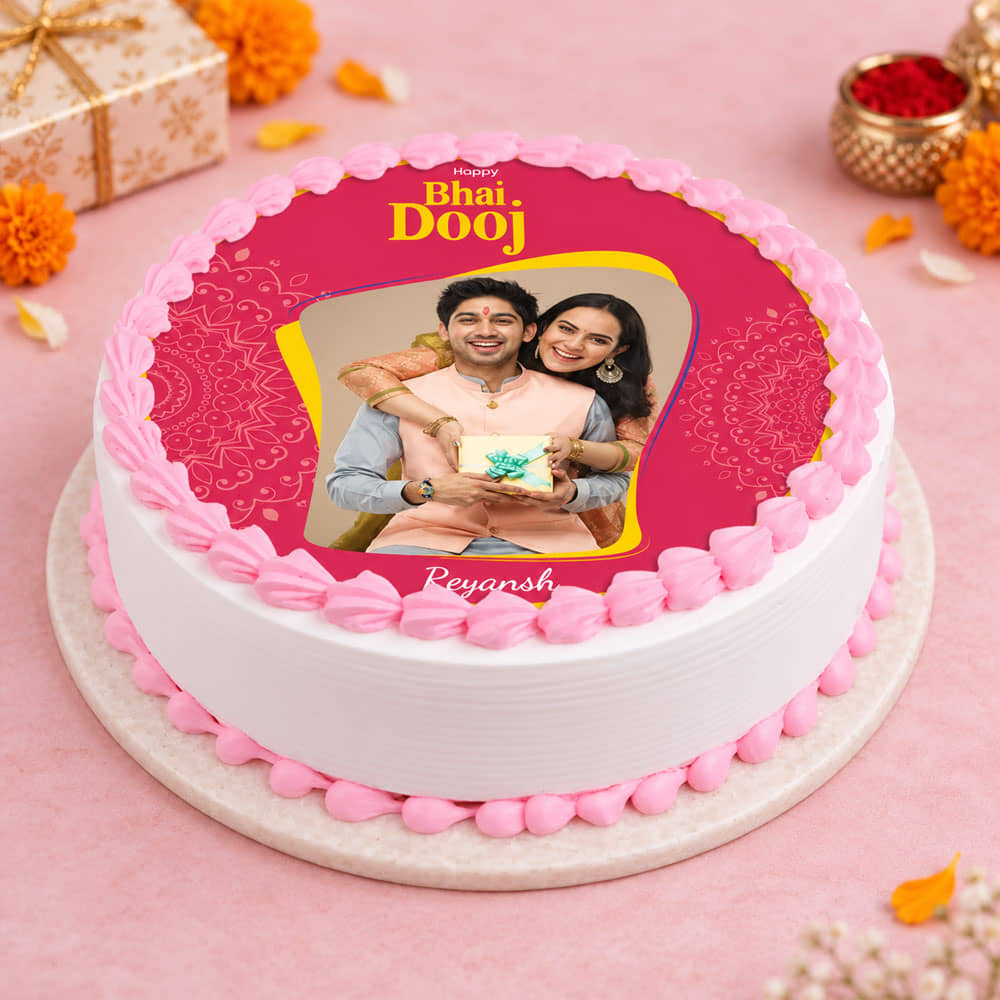 Happy Bhai Dooj Photo Cake