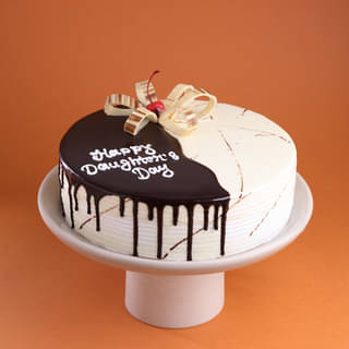 Front View of Happy Daughter's Day Choco Vanilla Cake