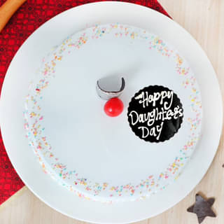 Top View of Happy Daughters Day Vanilla Cake