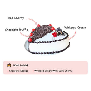 Detailed View of Heart Black Forest Vanilla Cake