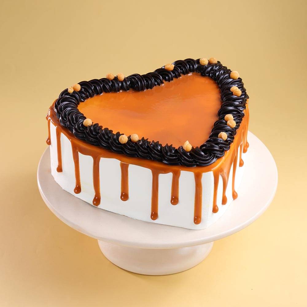 Heart Shaped Butterscotch Cake