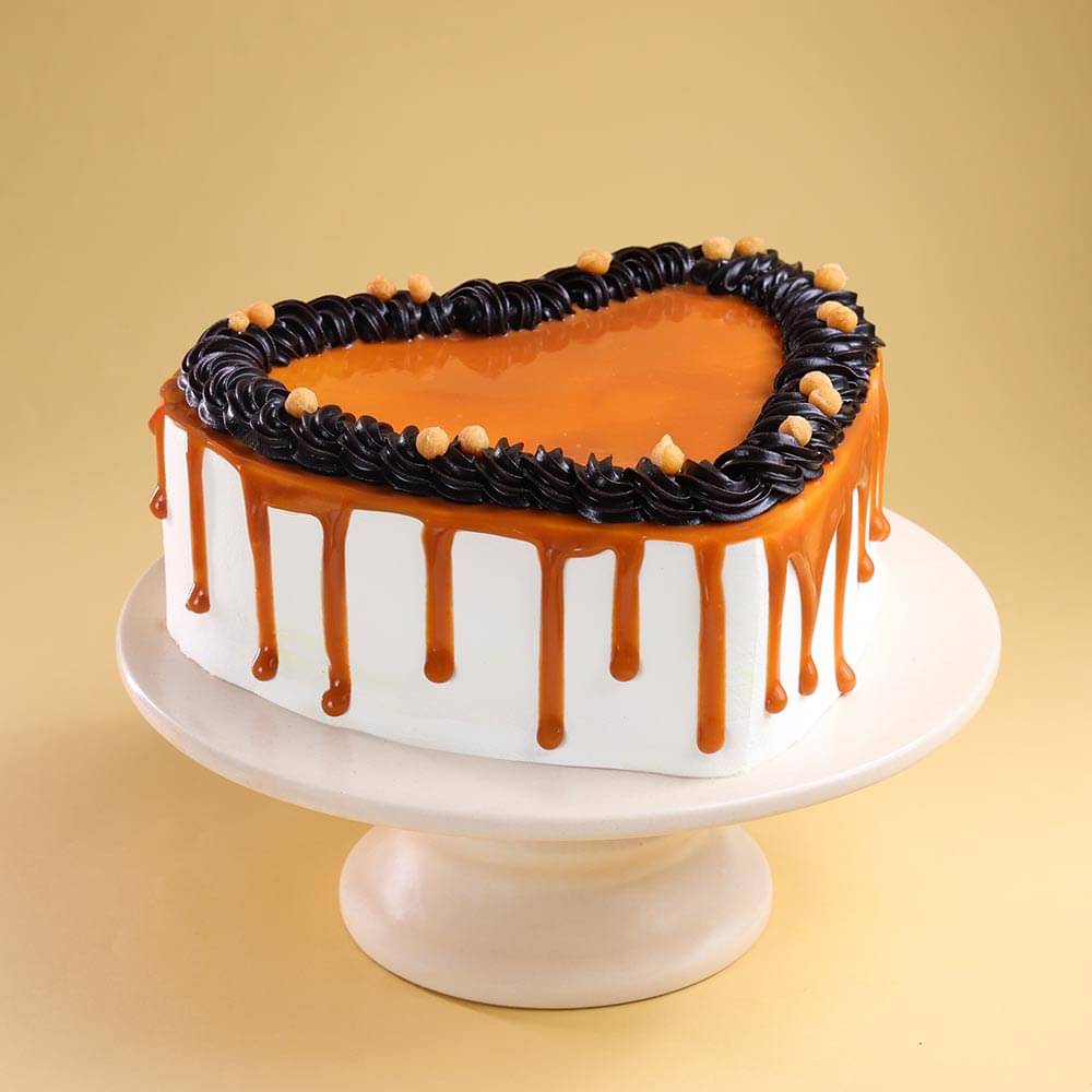 Heart Shaped Butterscotch Cake
