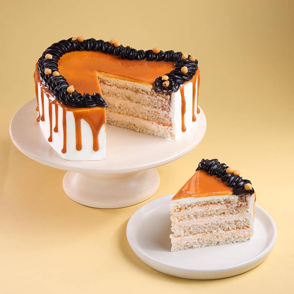 Heart Shaped Butterscotch Cake