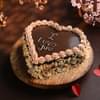 Side View of Heart Shaped Chocolate Cake