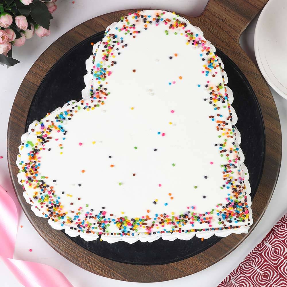 Top View of Heart Shaped Pineapple Sprinkled Cake