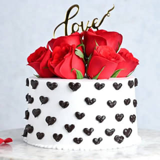 Choco Vanilla Rosé Cake For Valentines Day 2024