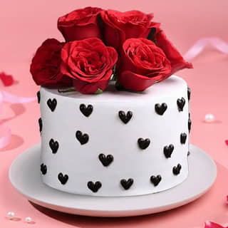 Top View Rose Choco Vanilla Delight Cake