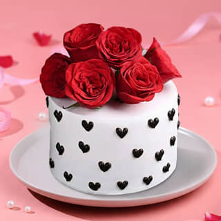 Front View Rose Choco Vanilla Delight Cake