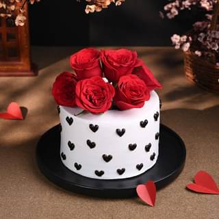 Front View Rose Choco Vanilla Delight Cake