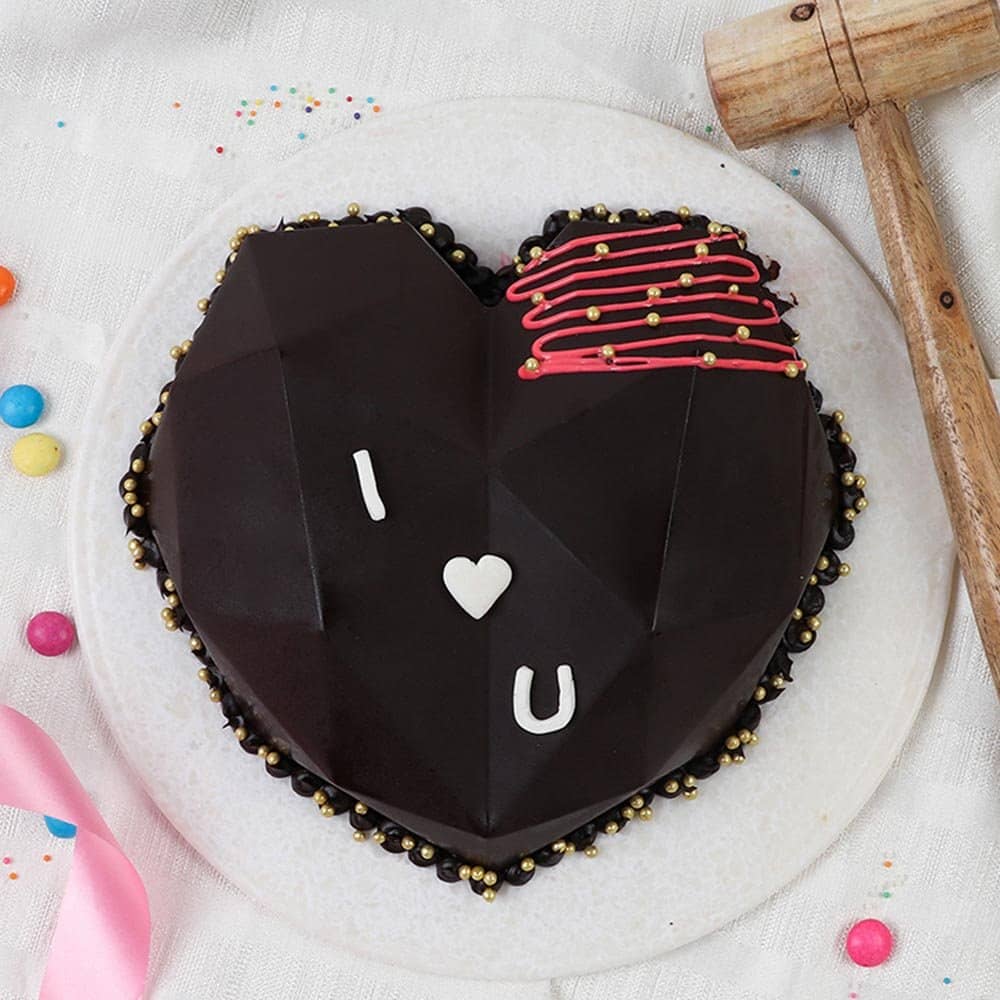 Top View of Hearty Love Pinata Cake