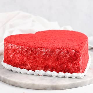 Side View of Heart Shaped Red Velvet Cake