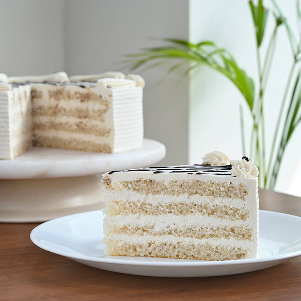Vanilla Chocolate Irish Cake Sliced View of Irish Delight - Irish Coffee Cream Cake