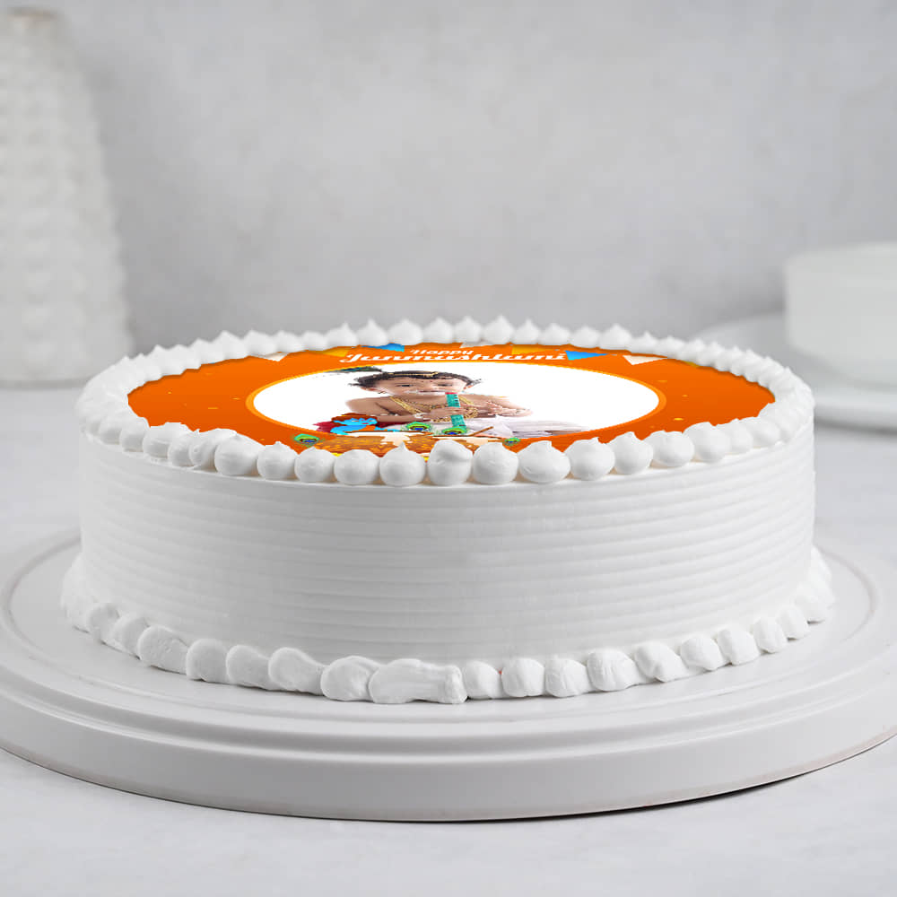 Janmashtami Photo Cake Side View of Personalised Janmashtami Photo Cake