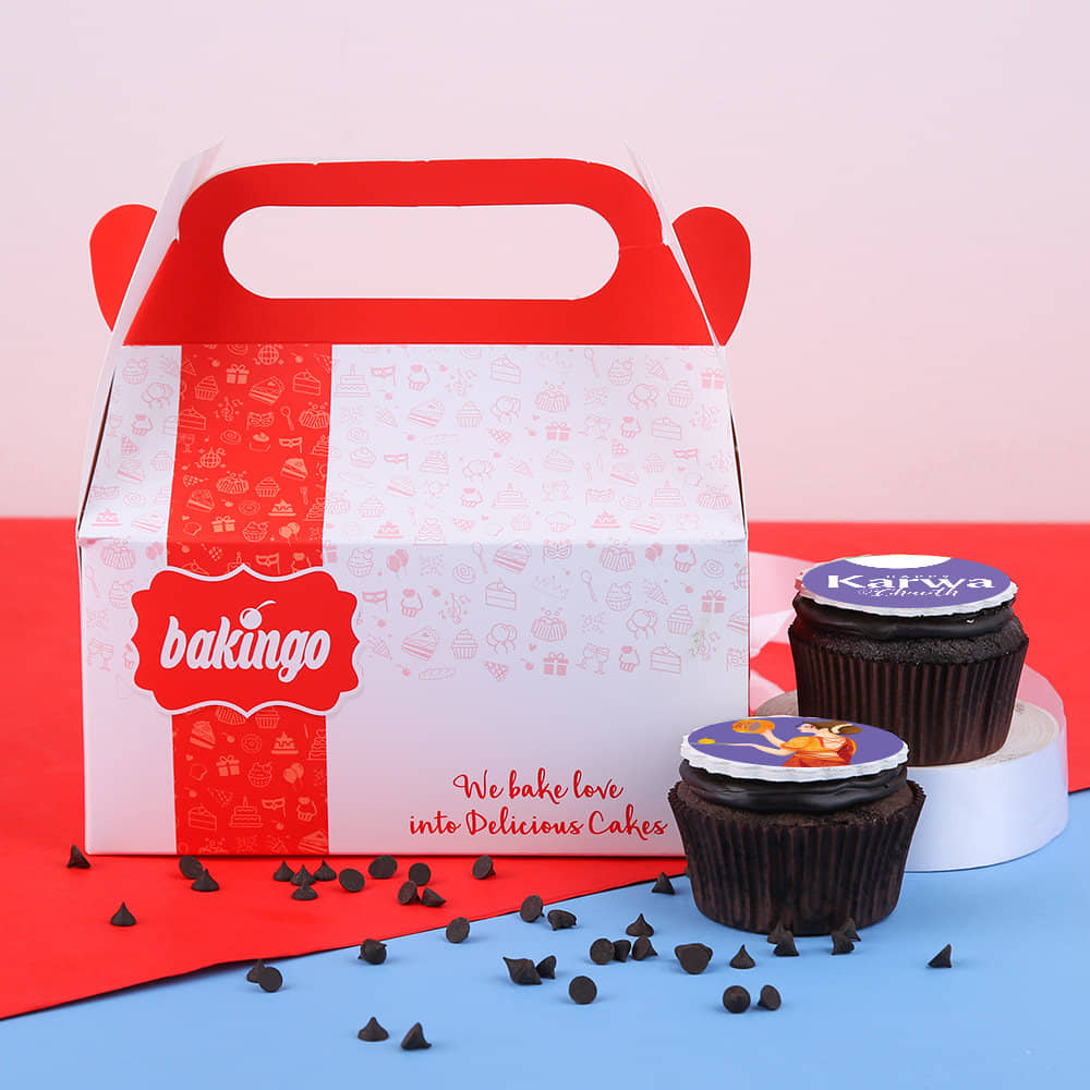 Karwa Chauth Chocolate And Poster Cupcake Treat Karwa Chauth Chocolate Cupcakes with Carry Bag