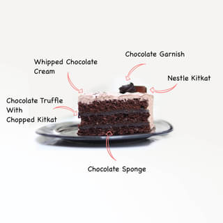 Sliced View of Munchy Crunchy Kitkat Cake with ingredients
