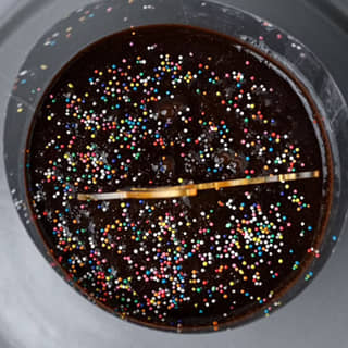 Top View of Love Chocolate Pull Me Up Cake Top View of Love Chocolate Pull Me Up Cake