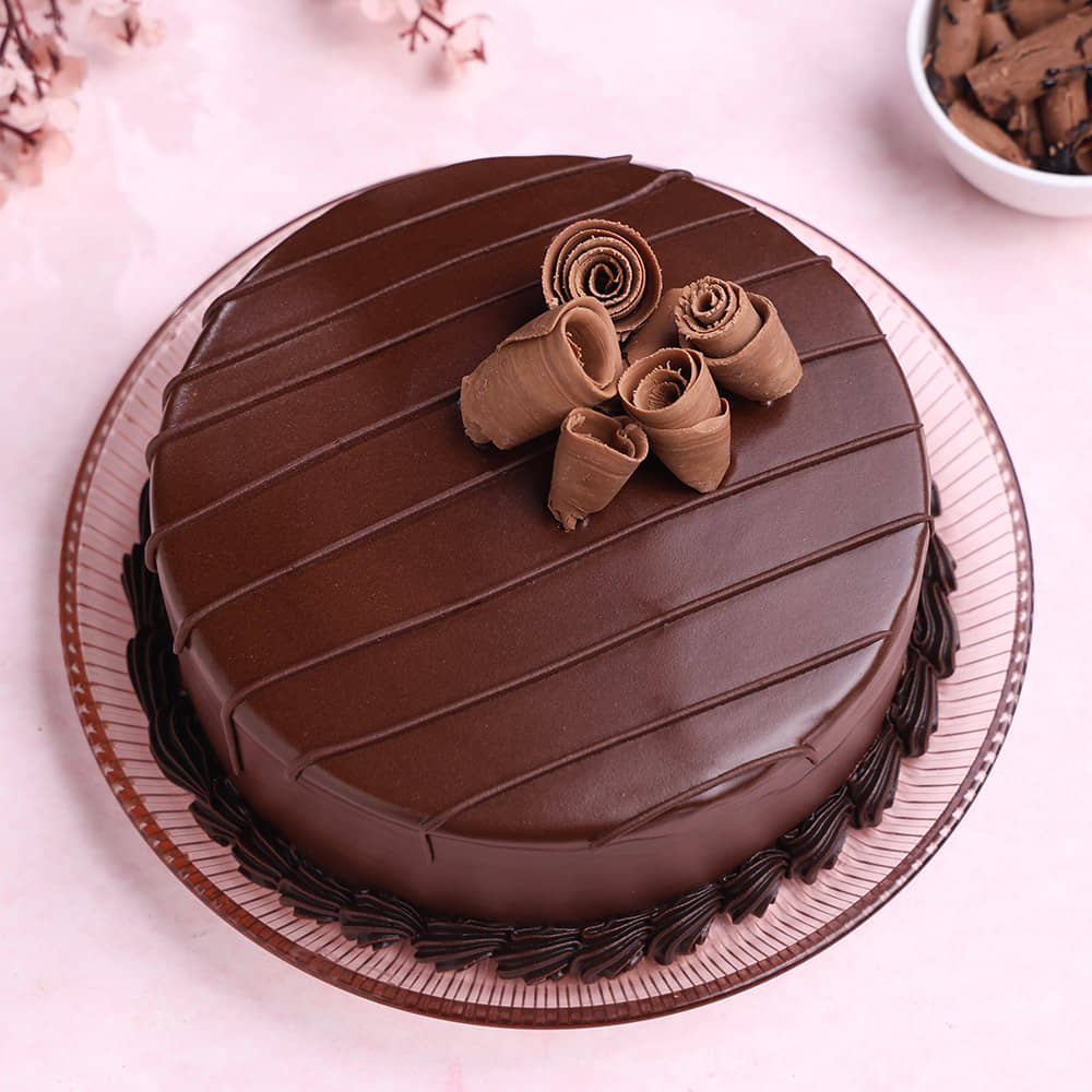 Velvet Chocolate Truffle Cake Front View of Chocolate Truffle Cake