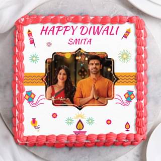 Lateral View of Diwali Theme Photo Cake