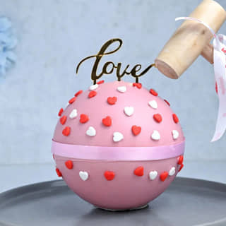 Front View - Red Velvet Pinata Cake With Hammer 