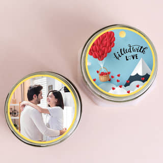 Top View of Love Filled Red Velvet Photo Jar Cake Top View of Love Filled Red Velvet Photo Jar Cake