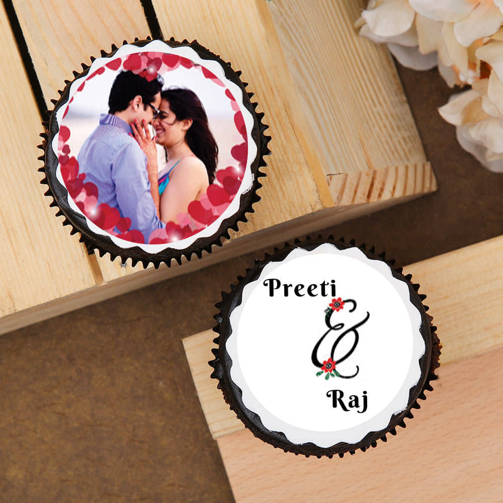 Top view of Love Personalised Cupcakes 2 Pieces