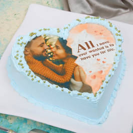 Love Shaped Photo Cake:Valentines Day Cake