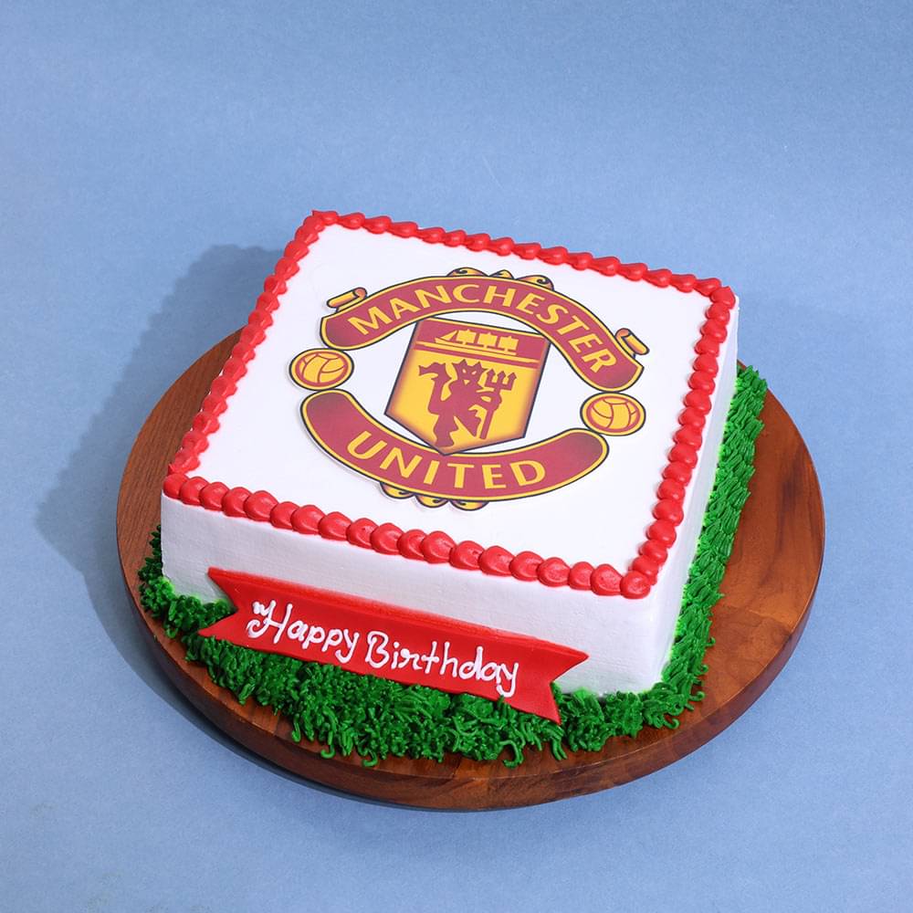 Side View of Manchester United logo Football Cake