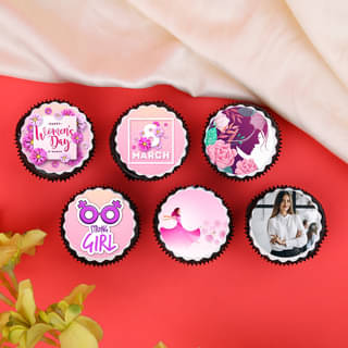 Top view Set Of Six Creamy Cupcake for Women's Day