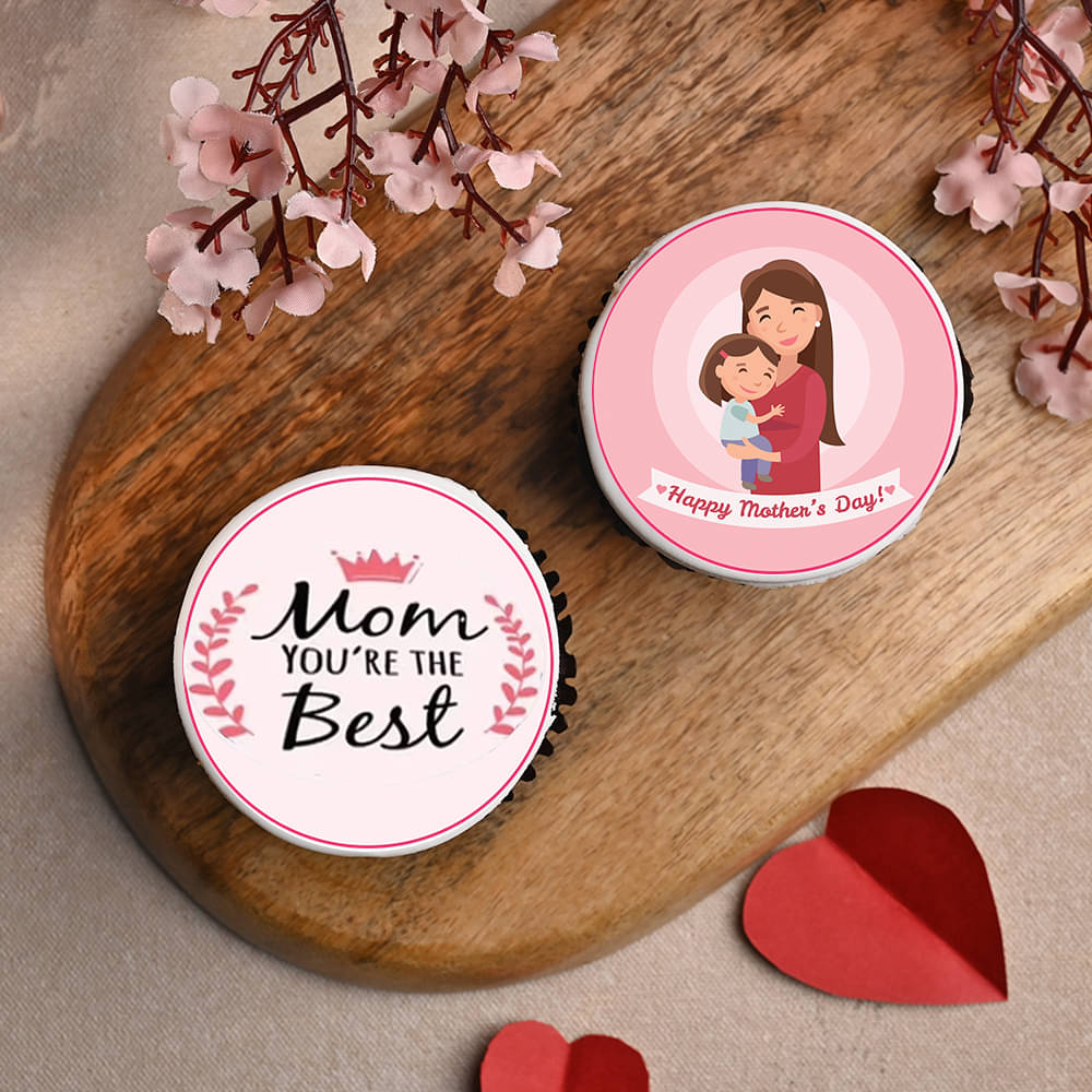 Top View: Set of 2 Cupcakes for Mothers Day