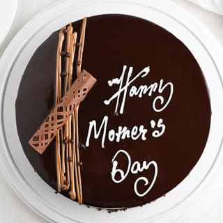 Top View of Mothers Day Chocolate Truffle Cake Online