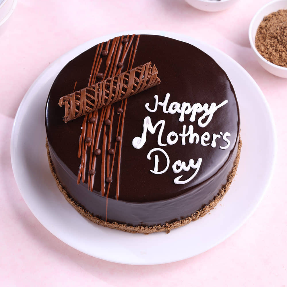 Side View of Mothers Day Glazed Chocolate Truffle Cake