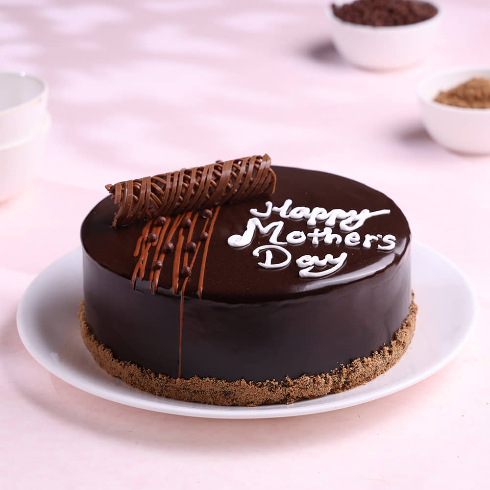 Top View of Mothers Day Glazed Chocolate Truffle Cake