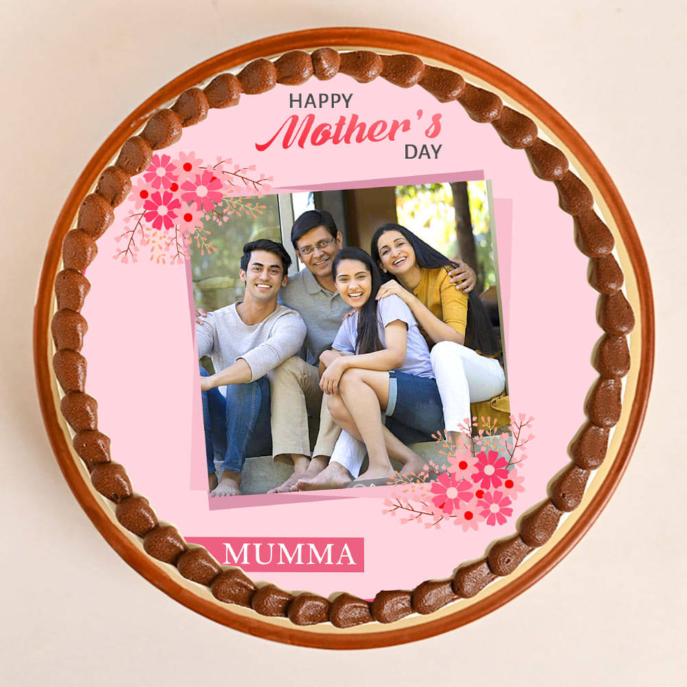 Top View of Mothers Day Photo Cake for Mom