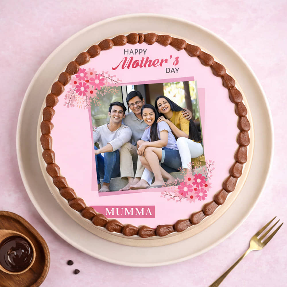 Top View of Mothers Day Photo Cake for Mom