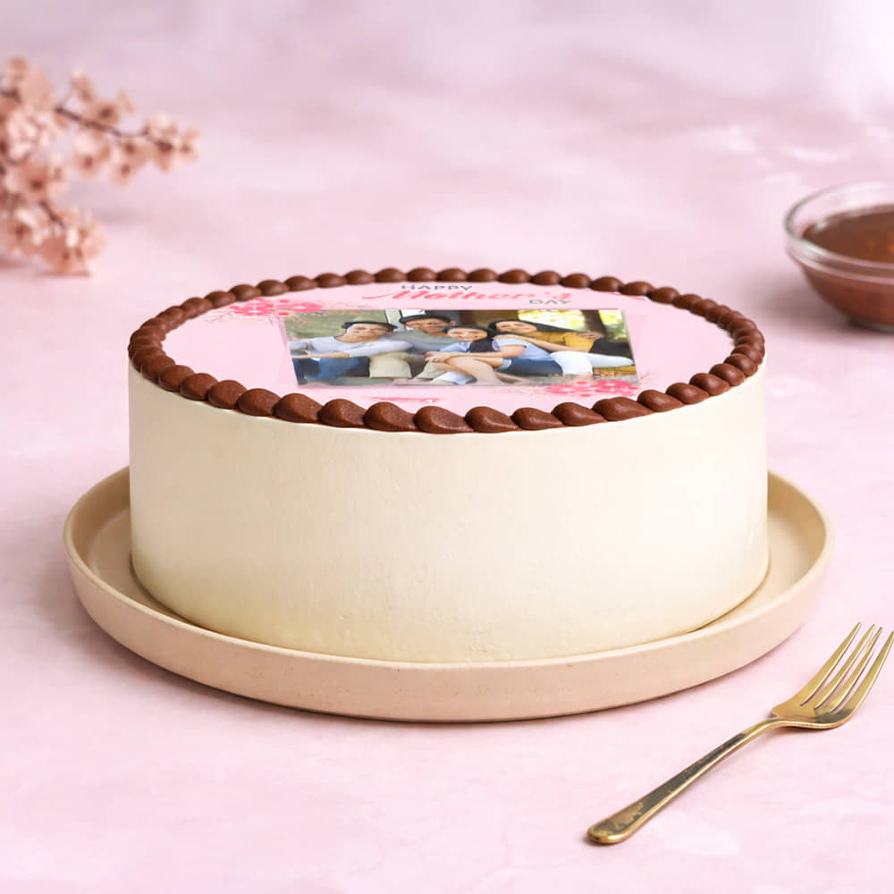 Side View of Mothers Day Photo Cake for Mom