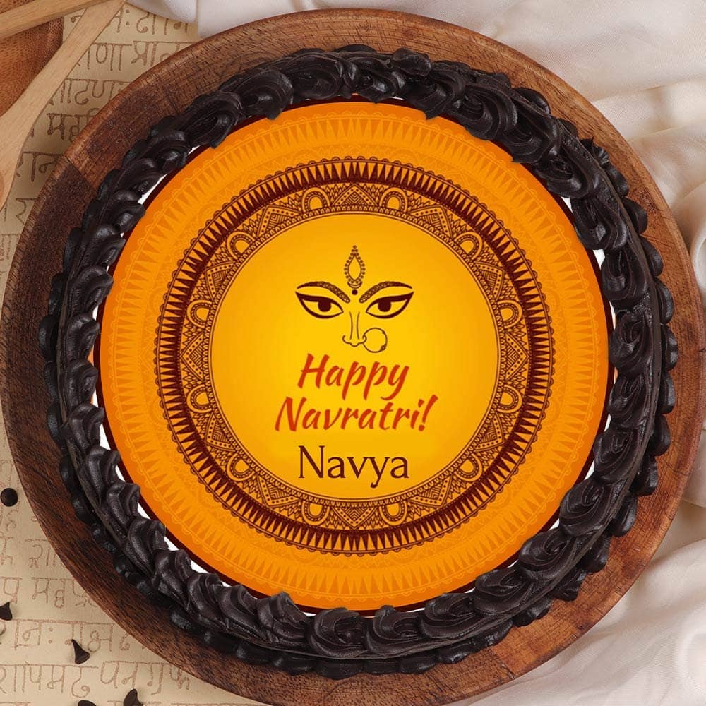 Top View of Poster Cake for Navratri